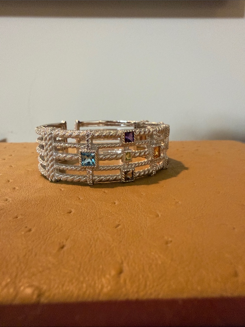 Judith Ripka SS gemstone cuff - Picture 4 of 13